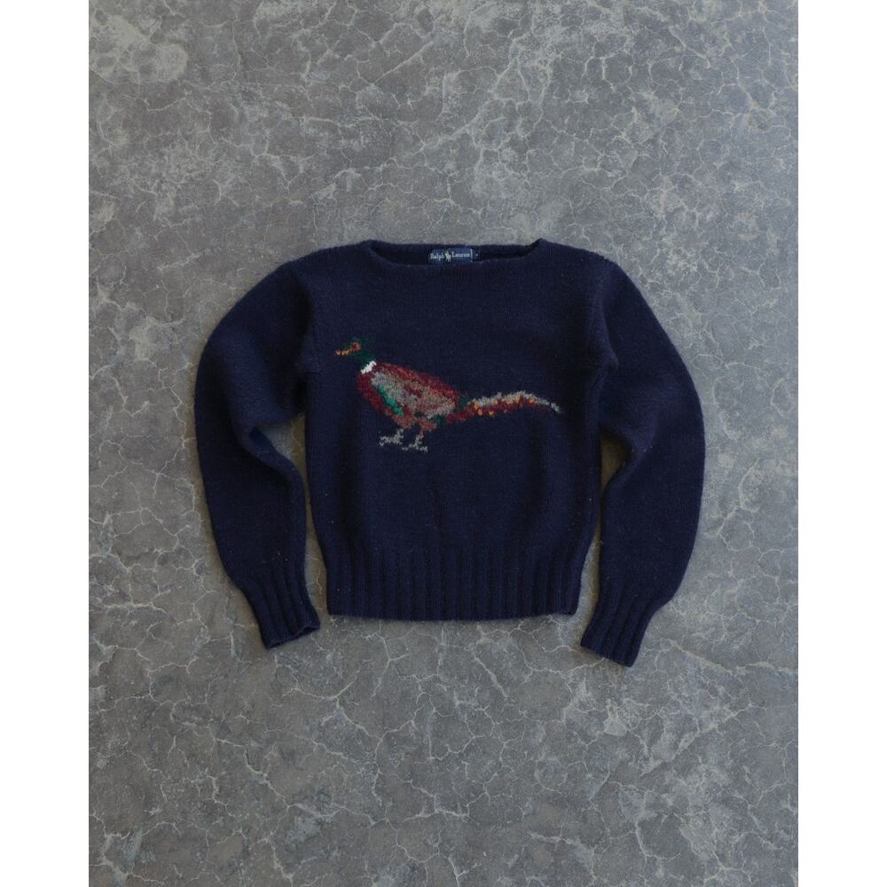 Vintage Polo Ralph Lauren Pheasant Hand Knit Sweater RARE